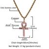 THE BLING KING Ankh Cross Pendant Pink Iced Cubic Zirconia Stones Gold Silver Color Necklace Colored Fashion Hiphop Jewelry