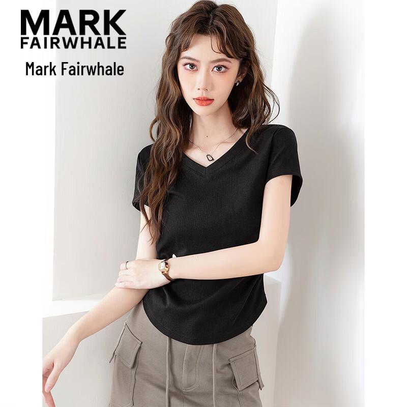 Mark Fairwhale Women's V-Neck Slim Fit Flutter Sleeve T-Shirt