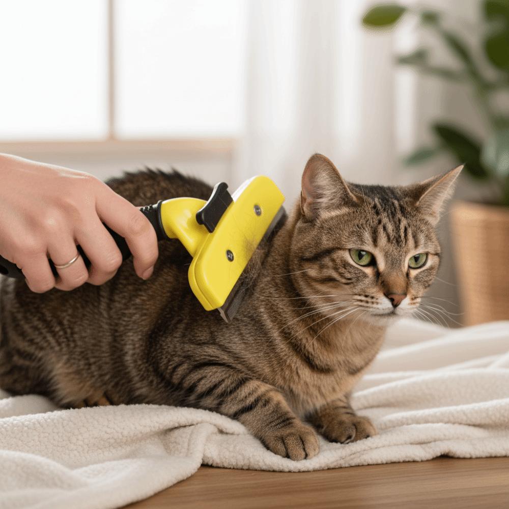 Handheld Pet Hair Cleaning Brushes Non-slip Handle Push To Remove Hair Pet Hair Knotting Comb V-shaped Comb Teeth
