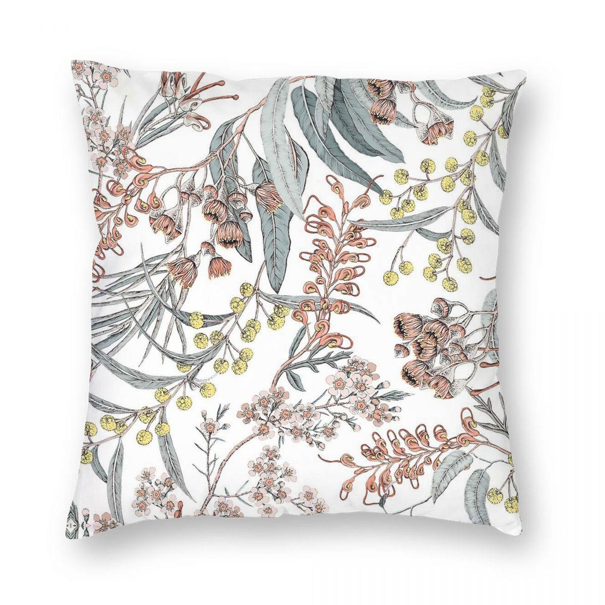 Australian Native Flowers Pillowcase Polyester Linen Velvet Printed Zip Decor Pillow Case Room Cushion Cover 30x30cm