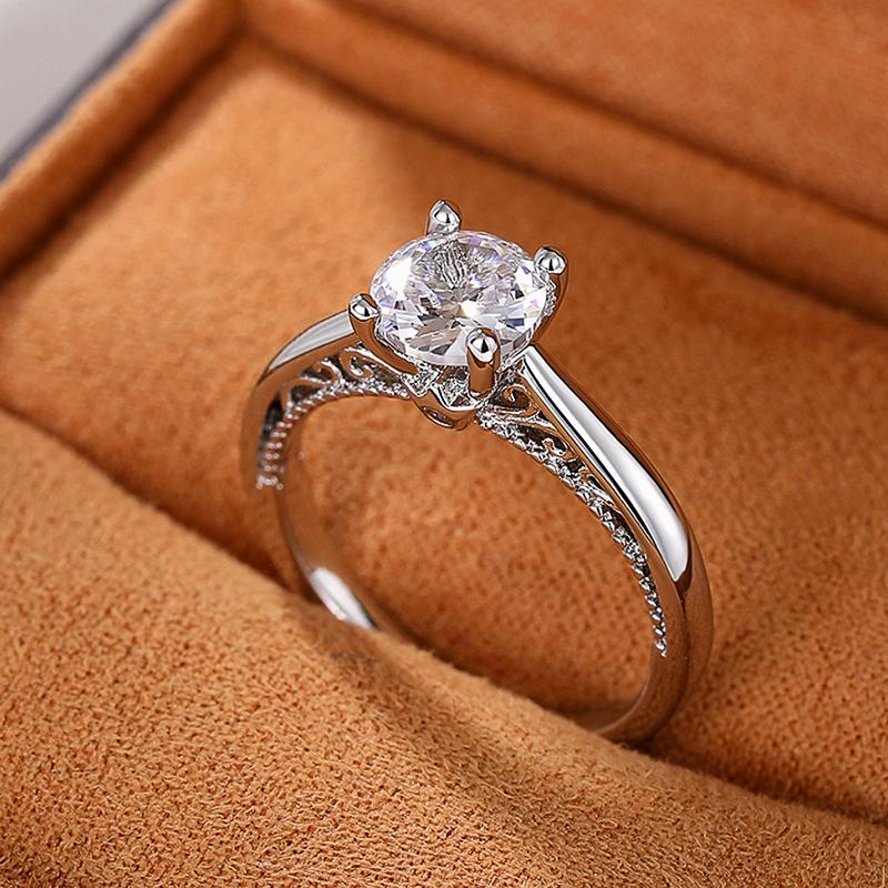 Huitan AA Round Cubic Zirconia Rings Luxury Eternity Wedding Band Accessory Color High-quality Classic Jewelry for Women