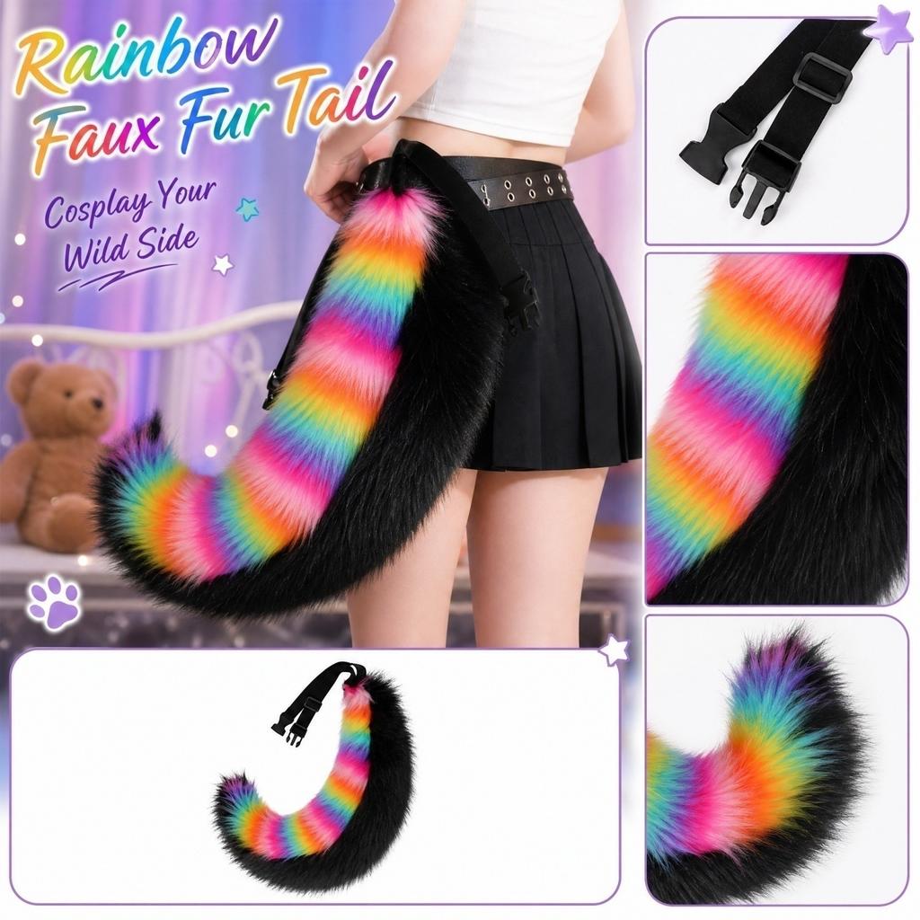 Plush Tail Cosplay Costume Accessory Prop for Halloween and Dress-Up Party