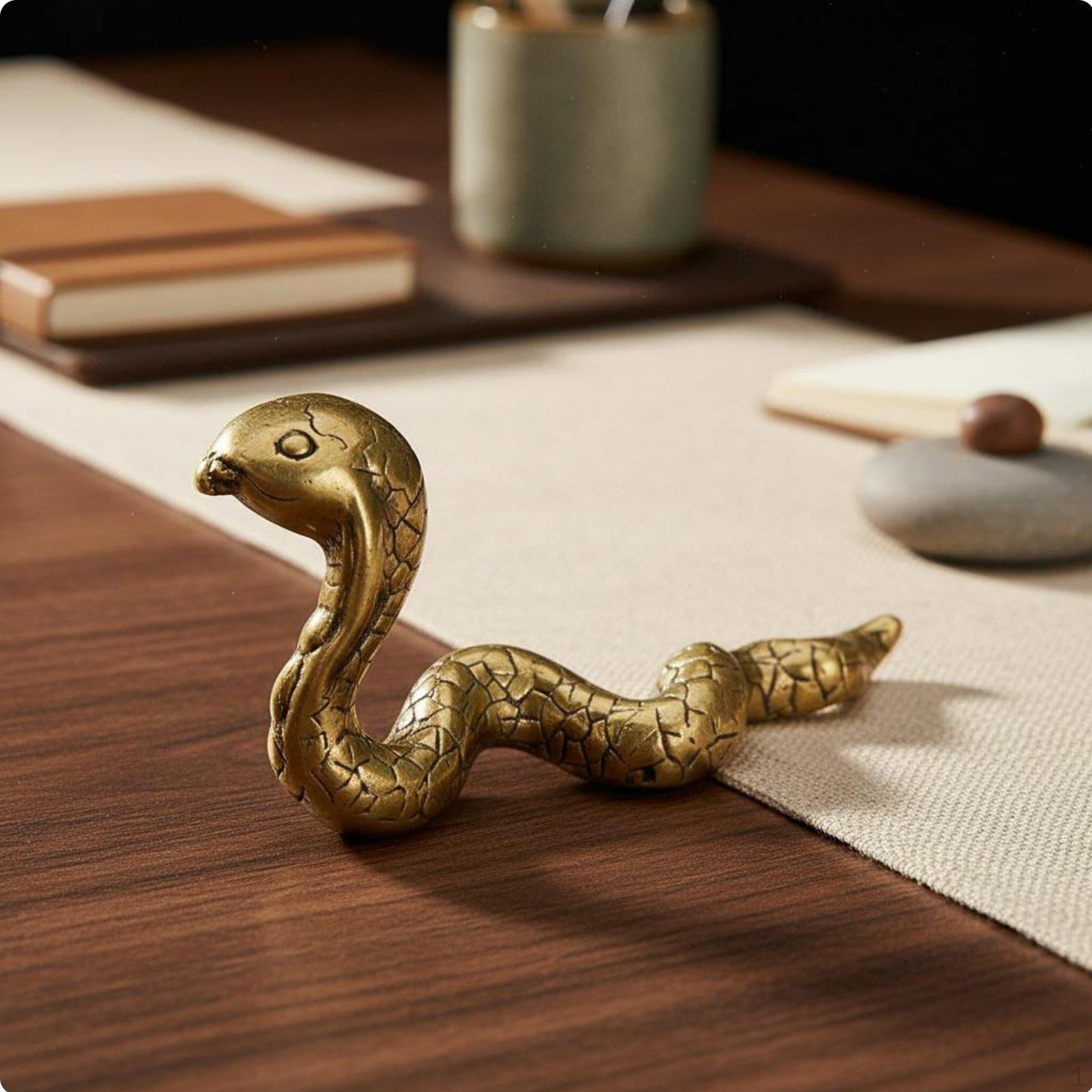 Chinese Astrological Brass Figurine, Detailed Craftsmanship Statue Symbol Large Snake