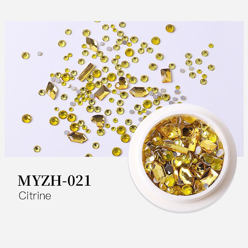 Round Box Nail Art Jewelry Glass Round Diamond Special-Shaped Diamond Flat Bottom Diamond Nail Art Diamond Jewelry Mixed