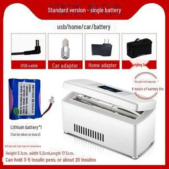 Tragbarer Mini-Kühlschrank für Auto, Zuhause, Medikamente und Insulin