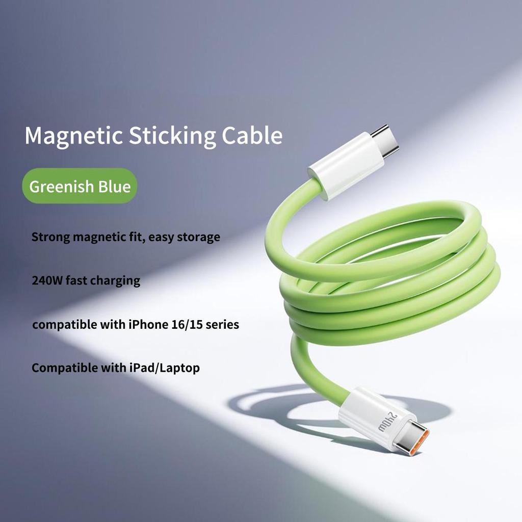 240W Silicone Magnetic Fast Charging Cable for Apple, Android, Tablets & Laptops