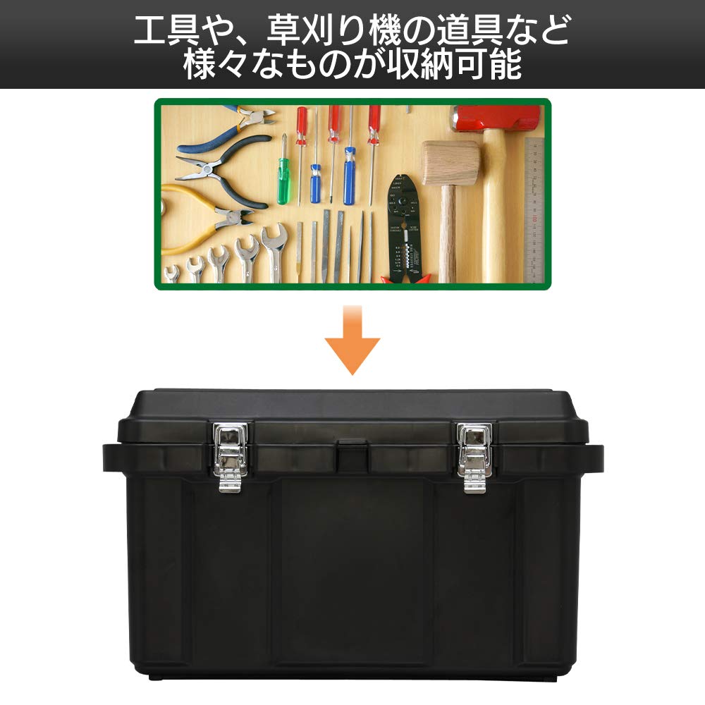 IRIS OHYAMA Tool Box Width 53 x Depth 27 x Height 31 Power Hand Parts Deep 2 Inner Portable Clear Convenient Holder on Side of Main Hard Pro Eco Black