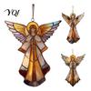 Tree Hanging Charms for Teachers Stained Glass Style Angel Ornament, 2D Acrylic Christmas Holiday Reunion Party Favors Decoration with Gold