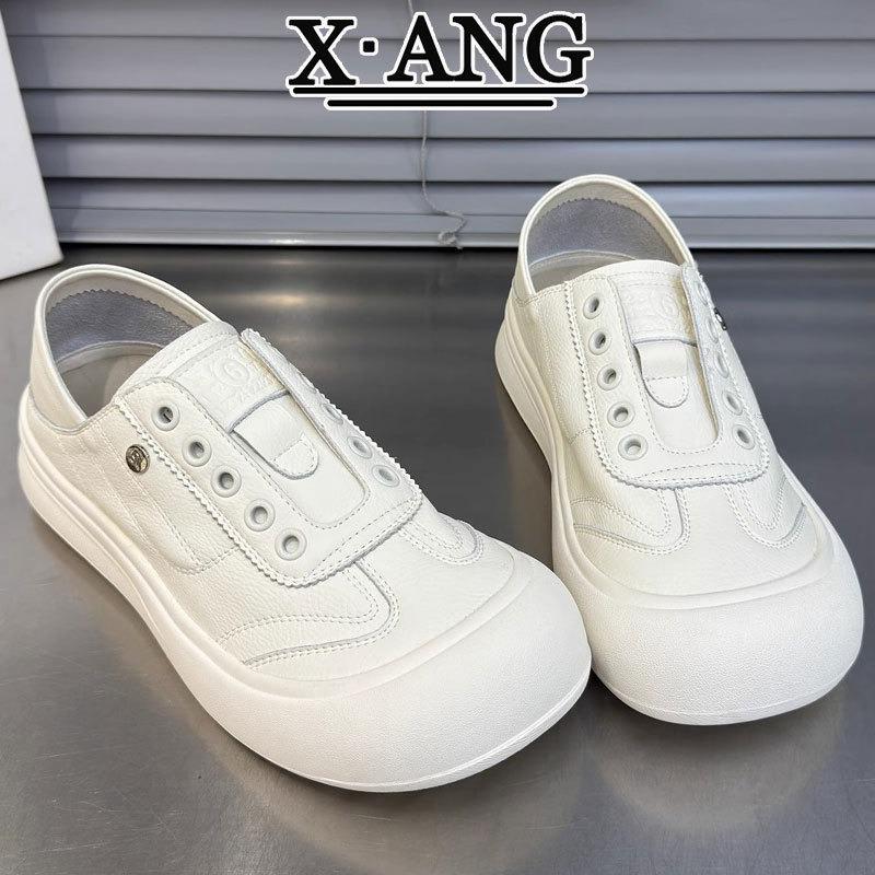 

Cowhide soft-soled little white shoes women s shoes autumn new one-pedal two-wear single shoes casual board shoes 40