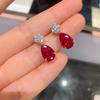 Jewelry Douyin Simulation Red Corundum Sapphire Water Drop Jewelry Set 8 * 12