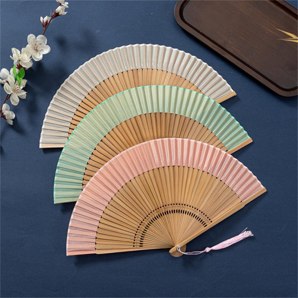 Solid Color Vintage Fan Folding Fan Chinese Fan for Dance Performance Summer Accessory Wedding Party