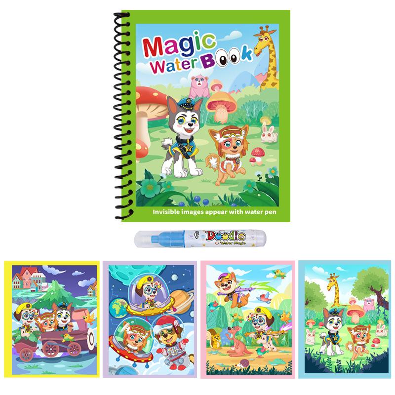 1pc Reusable Water Drawing Book Magic Water Book Mess-Free Magic Painting Pad with Refillable Water Pen Learning Education Toy