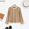 Camicetta casual da donna a maniche lunghe e scollo tondo