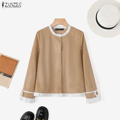 Women Casual Round Neck Loose Long Sleeve Blouse