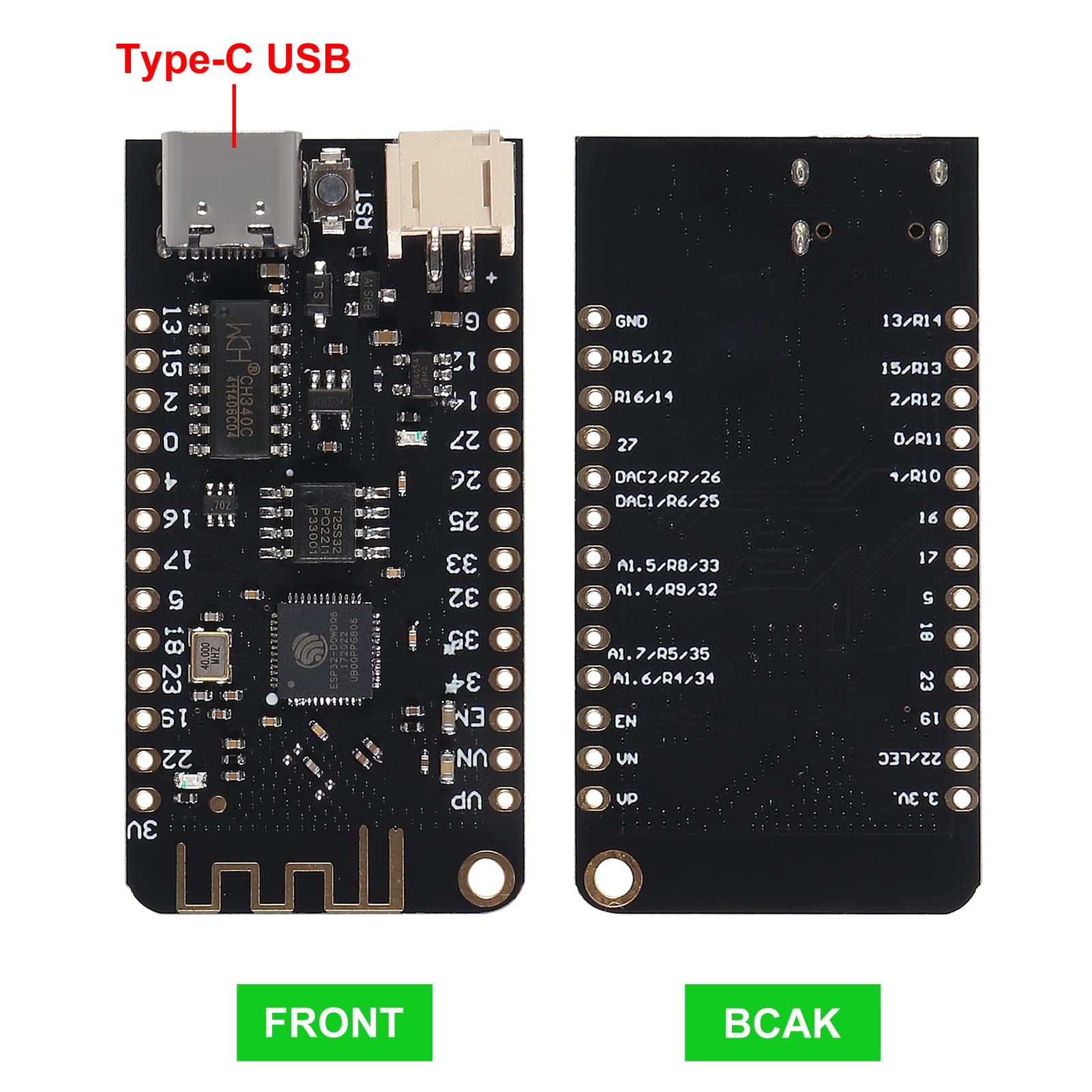 

ESP-32 Lite V1.0.0 WiFi Bluetooth Development Board Antenna ESP32 ESP-32 REV1 CH340G MicroPython 4MB TypeC MICRO USB for Arduino