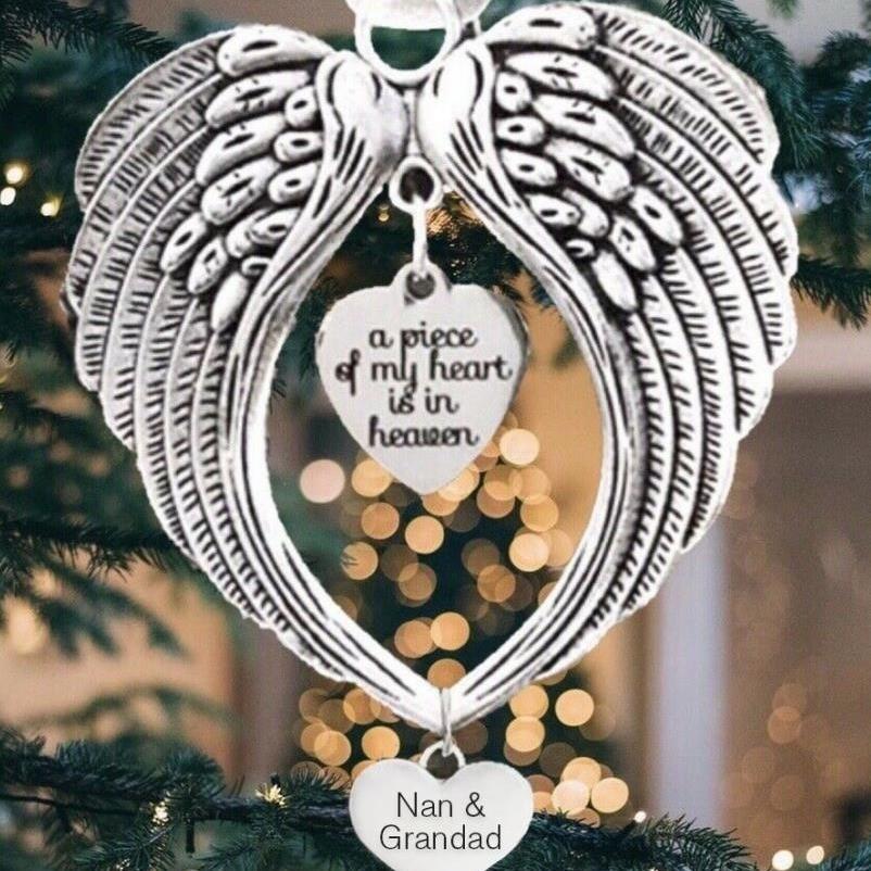 Of Piece Elegant My Heart Is In Heaven Angel Wing Christmas Gift Ornament