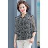 Women S Plus Size Plaid Chiffon Shirt 3 4 Sleeve Middle Aged Ladies Fashion Top