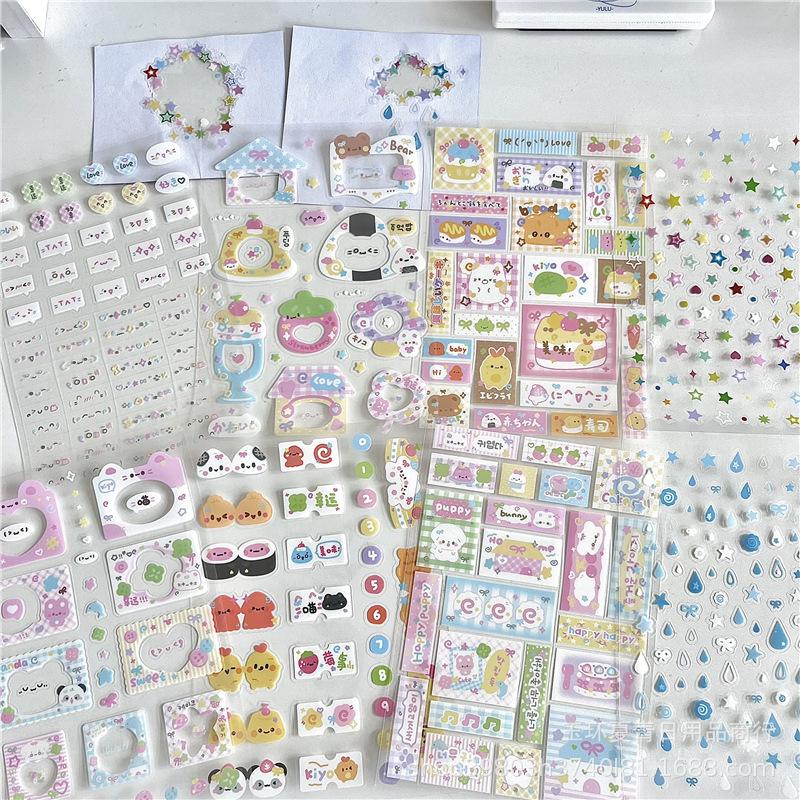 8 Sheets Luggage Stickers Unique Cute Poodle Holographic Decals for DIY Scrapbooking Water Bottle