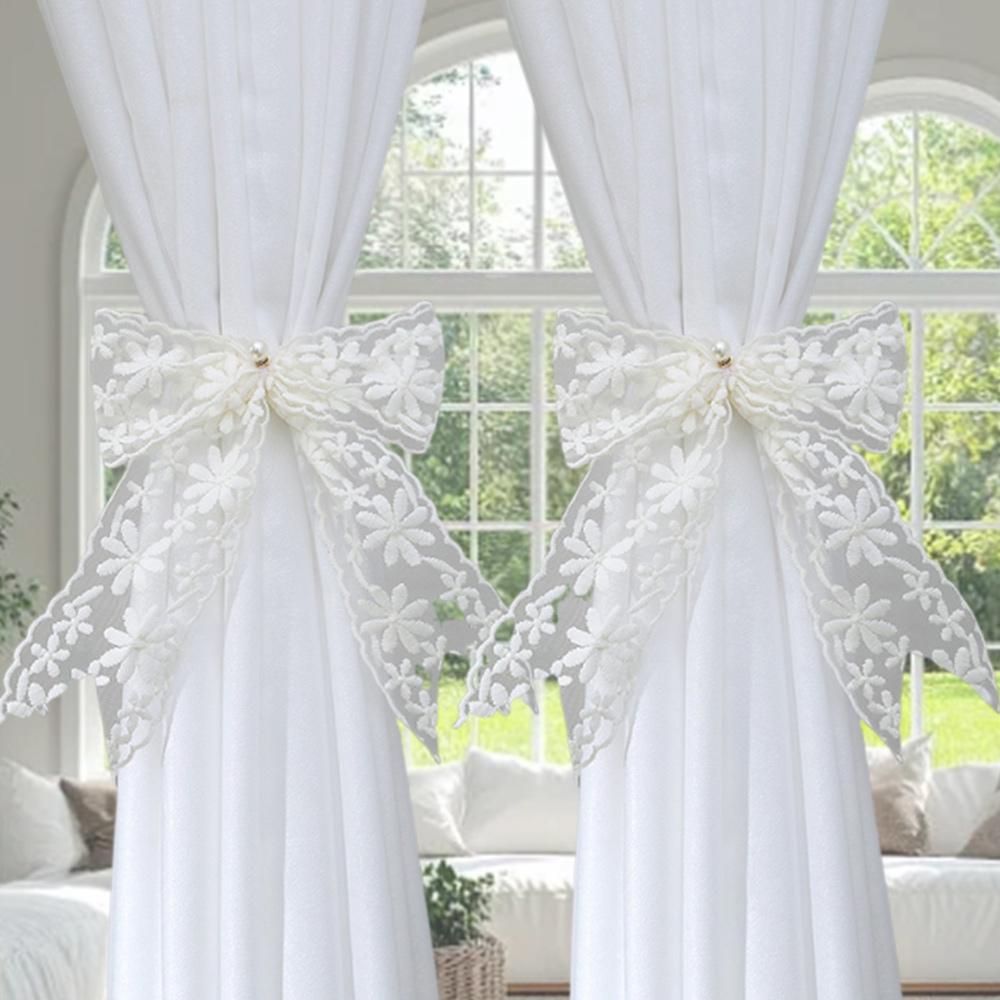 

2Pcs/set Lace Bow-knot Curtain Strap Adjustable Window Curtain Buckles Creative Curtain Fixator 5