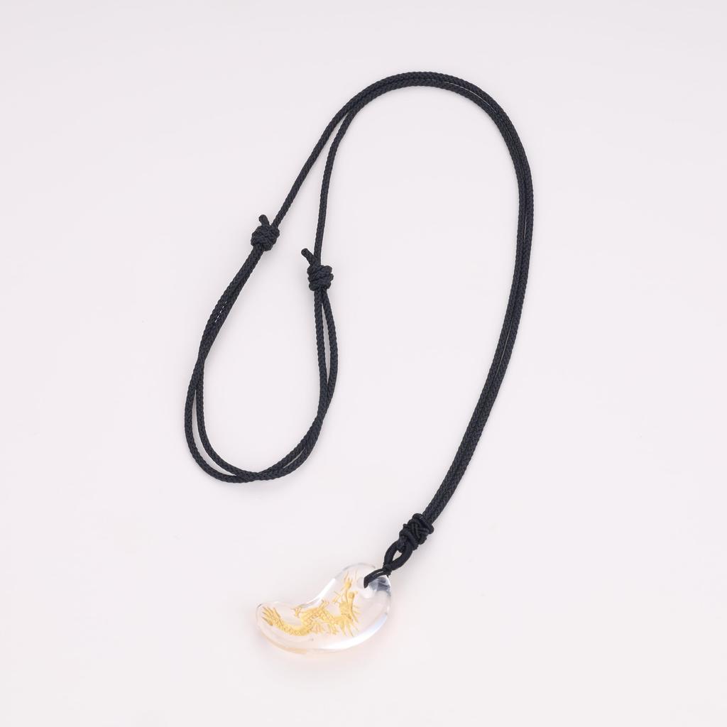 Crystal Dragon Carving Purification and Good Fortune Amulet Magatama Power Stone Adjustable Unisex [KOAI] Necklace, Length,