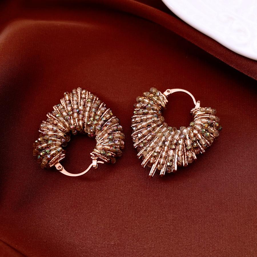 

European and American Glass Beads Love Splicing Ear Buckles Personality High-end Sense Earrings Design Sense Niche Exquisite Earrings Women