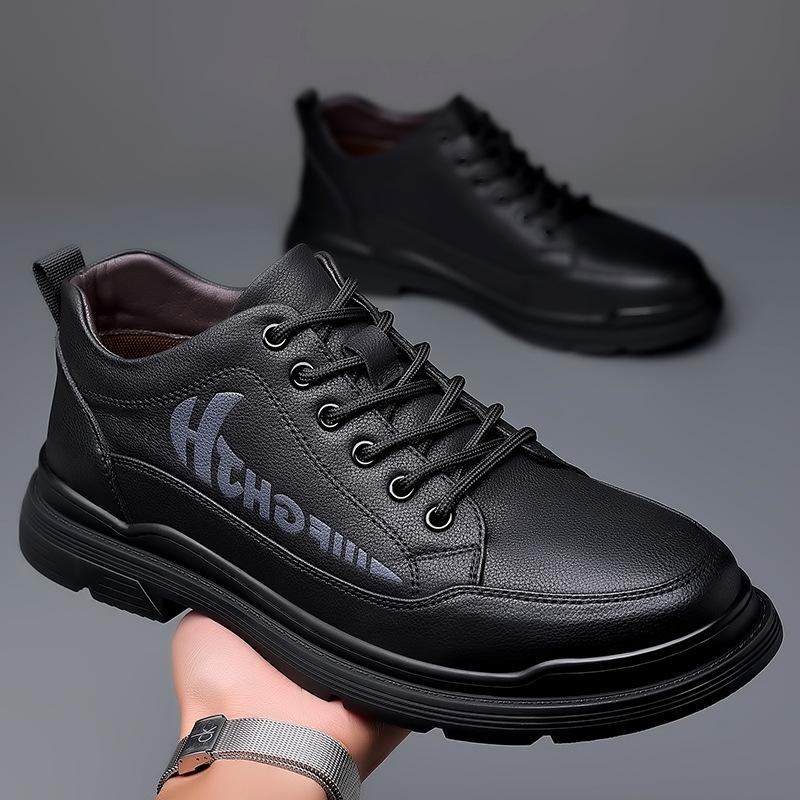 Autumn and Winter New Men's Shoes Light Luxury Fashion Cowhide Casual Board Shoes Leather Shoes Trendy Men's Single Shoes