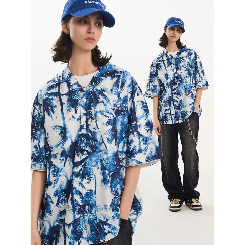 Harshandcruel Ye Lin Double Shadow Ink Print Full Print Short Sleeve Shirt