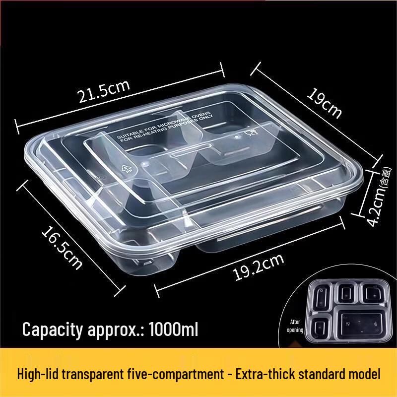 JINGRX 5-Compartment Disposable Food Containers