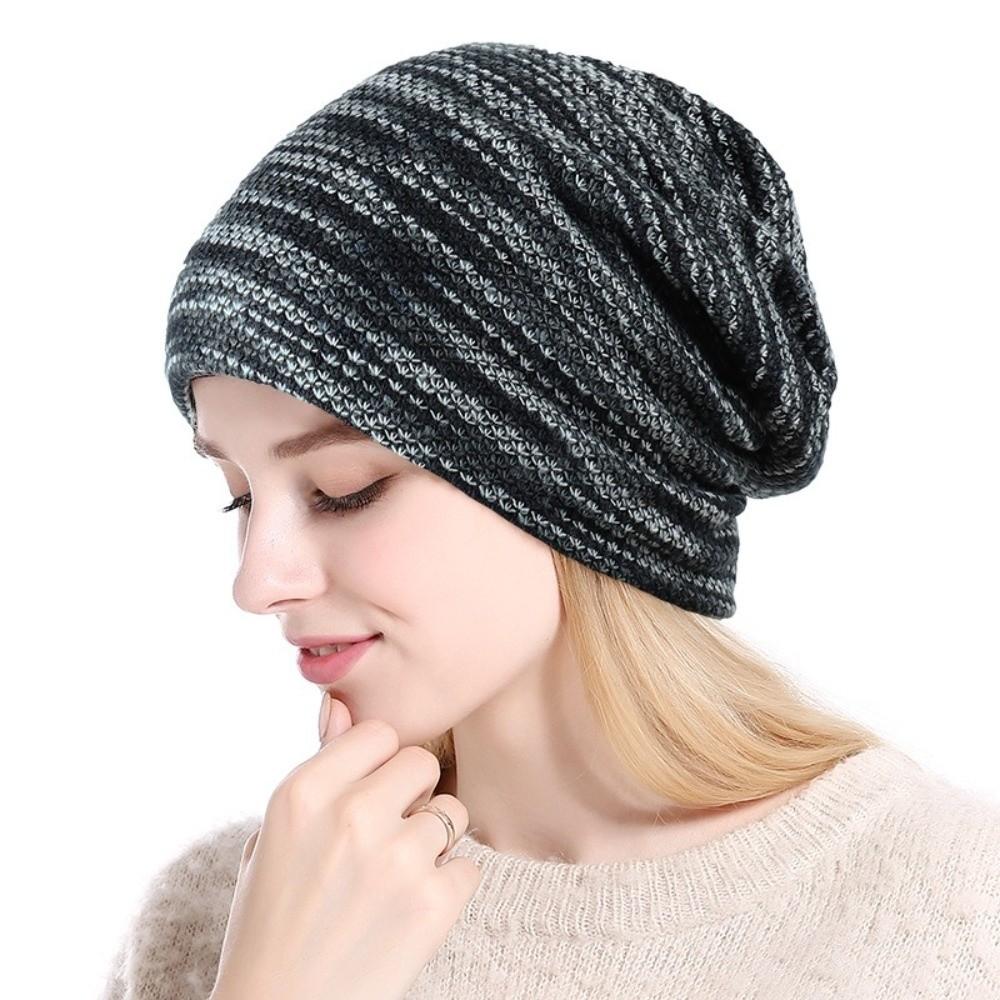 Colored Winter Pullover Hats Cotton Velvet Ear Protection Hats Suitable for Outdoor Double-layer Stacked Long Tube Hats Unisex
