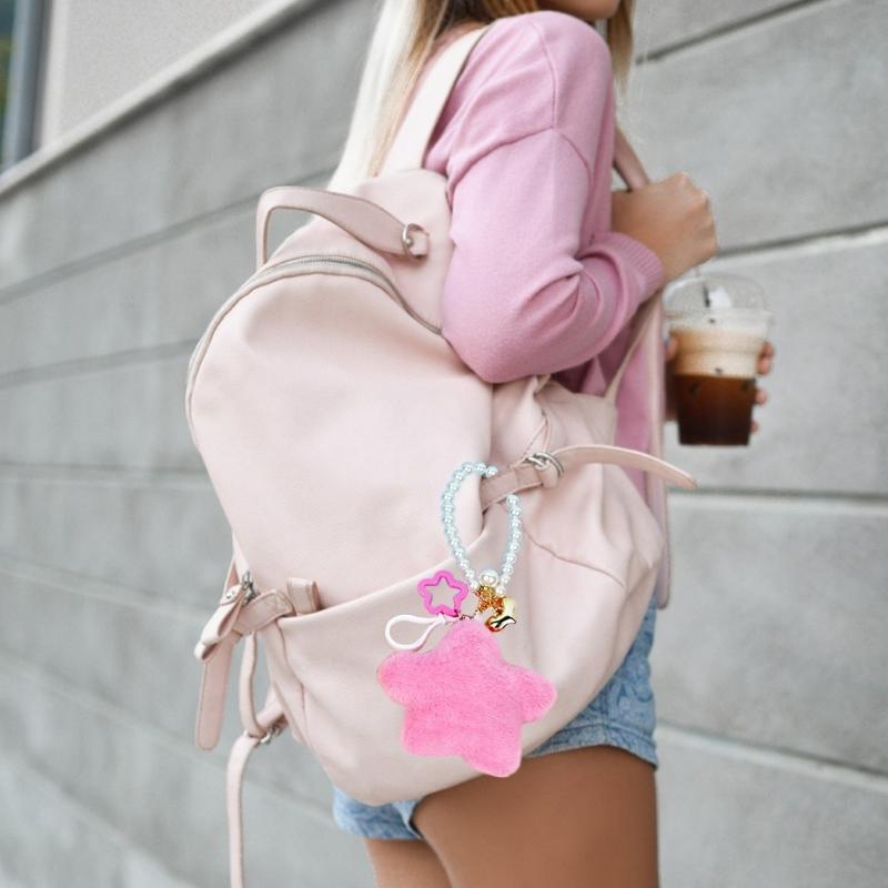 Star Shaped Cellphone Strap Colorful Phone Chain Handmade Five-Pointed Star Keyring Keychains Ornament for Wallet