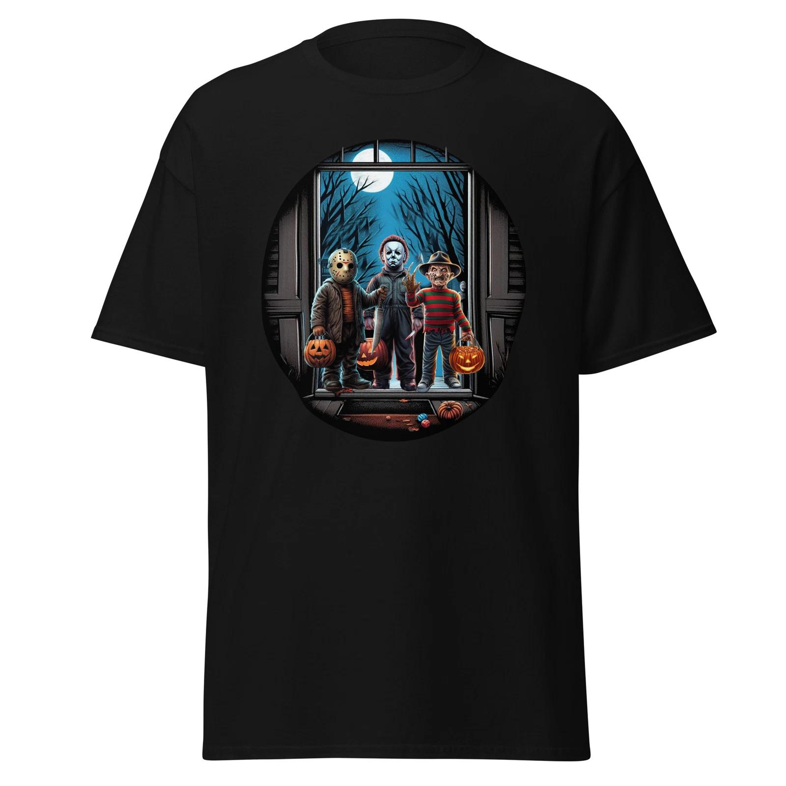 Freddy, Jason, Michael Trick-or-Treating T-Shirt Horror Icons on Halloween Night XS