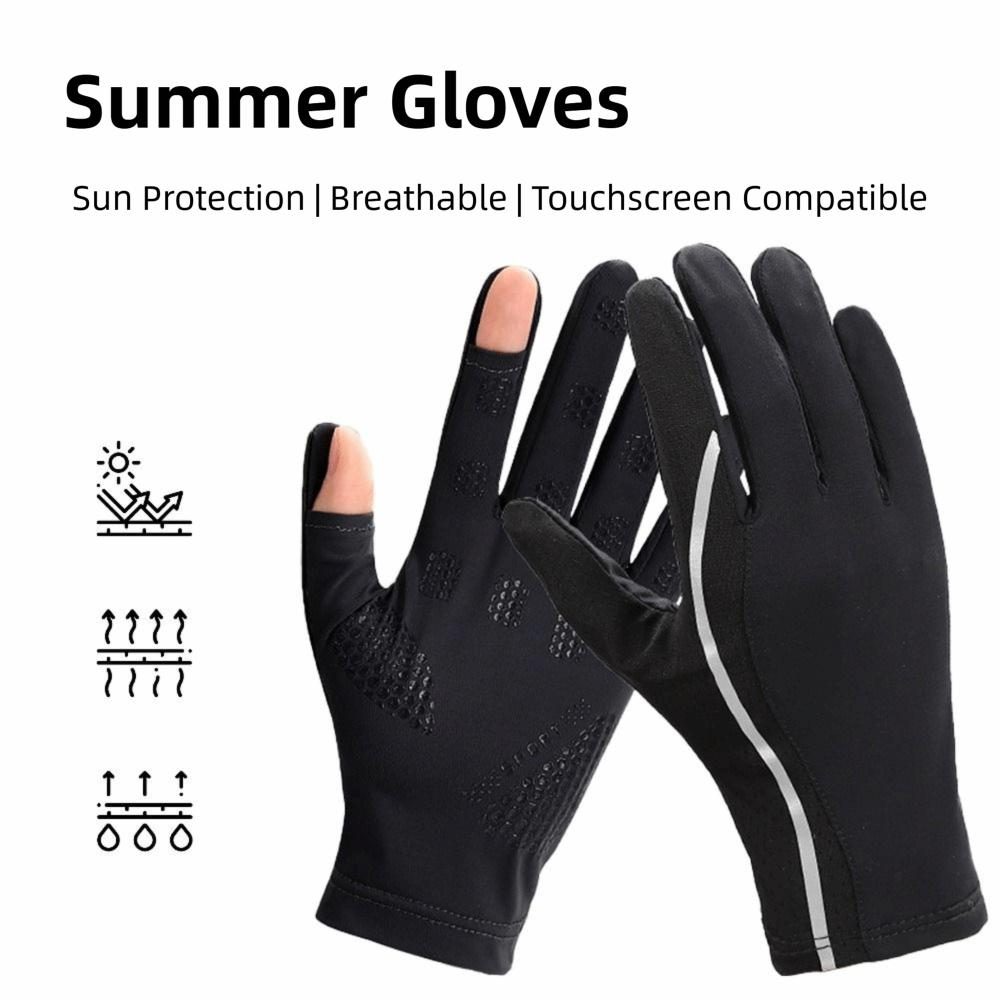 Reflective Ice Silk Riding Gloves Waterproof Summer Driving Mittens Fitness Sports