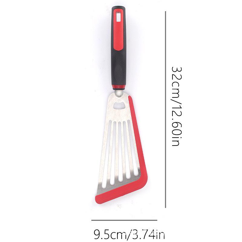 Stainless Steel Silicone Multi-functional Slotted Spatula - High Temp Resistant for Fish & Steak Frying, Cooking Tool