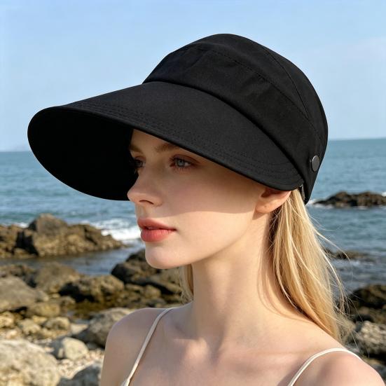 Empty Top Sun Hat for Women, Adjustable Straps Extended Brim Outdoor Hat, Lightweight Breathable Sun Protection Hat for Sports And Exercise