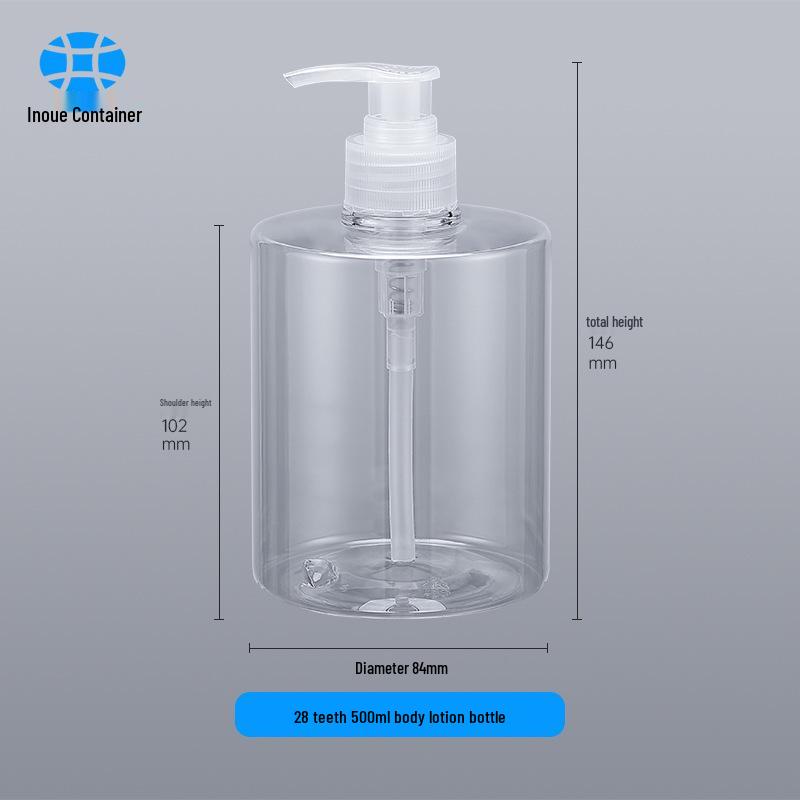 500ml Transparent PET Plastic Bottle for Sanitizer, Lotion, Shampoo & Shower Gel