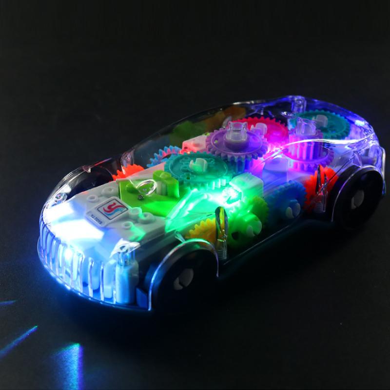 Elektrisches transparentes Konzept-Getriebeauto mit Musik, interaktives universelles Lauflernfahrzeug, Geschenkspielzeug für Kinder