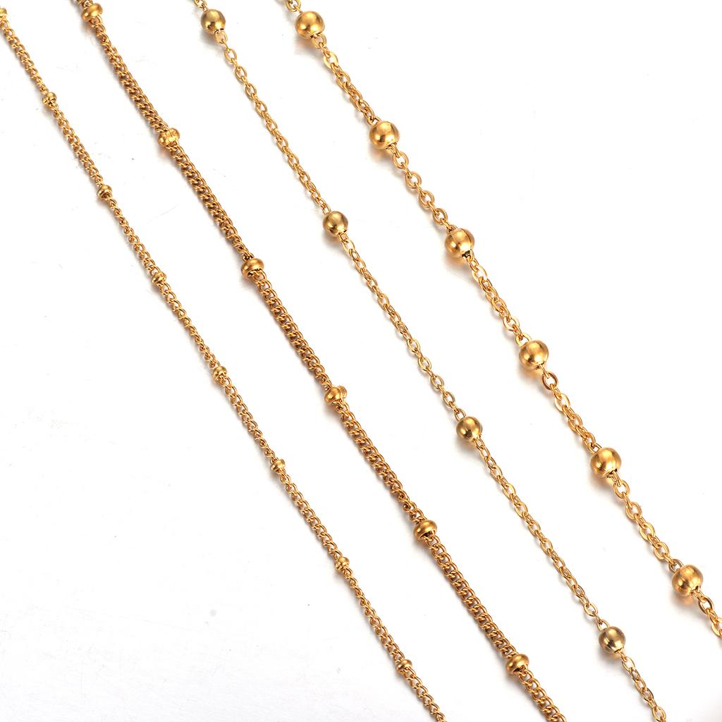 Wholesale 10pcs/lot Width 1.5mm 2mm Tiny Beaded Chain Stainless Steel Link Chain for Necklaces Bracelets Foot Jewelry