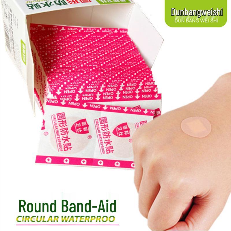 100 Mini Round Waterproof Band-Aids: Invisible, Breathable Wound Plasters for Hemostasis, Acne, and Vaccination Patches.