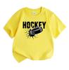 Kids Boys Girls 100% Cotton Crew Neck Short Sleeve T-Shirt, Cool Ice Breaking Hockey Puck Print Casual Soft Daily Tees for Sports Game Playing Summer