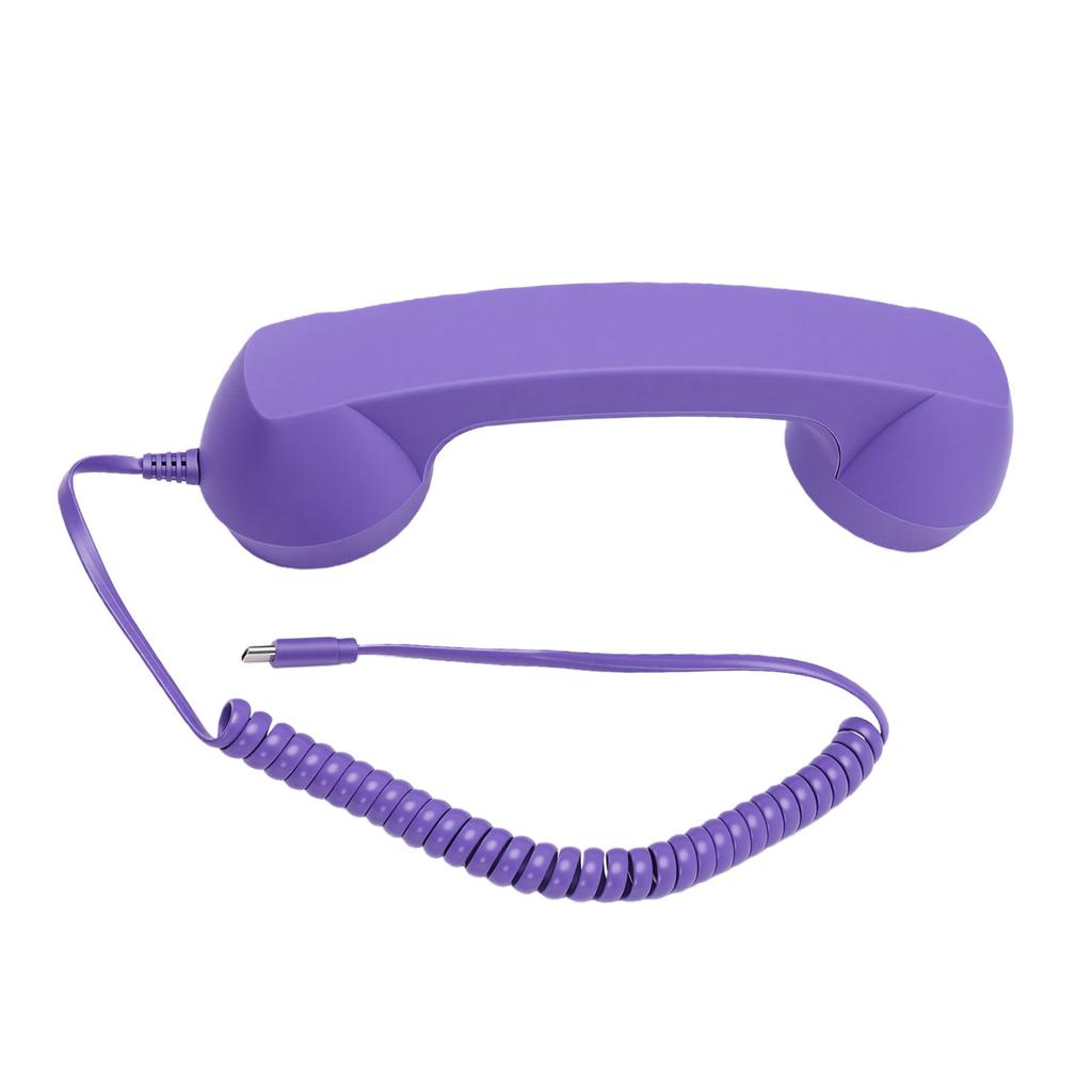 Retro Phone Handset Purple Type C Wired Plug In Handheld Cell Phone Receiver with Noise Reduction Microphone for