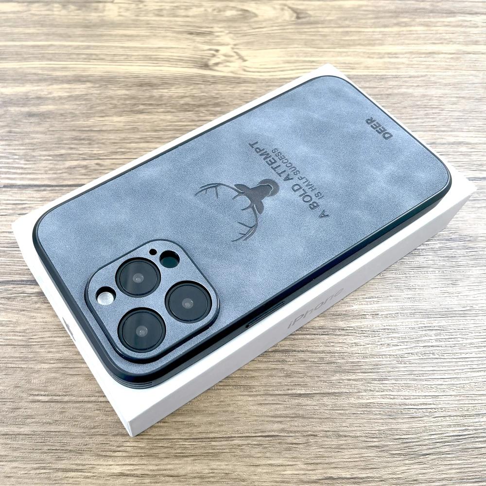 Luxury Leather Case For iPhone 15 14 13 12 11 Pro Max iPhone13 iPhone14 For Magsafe Magnetic Wireless Charge Deer Full Covers