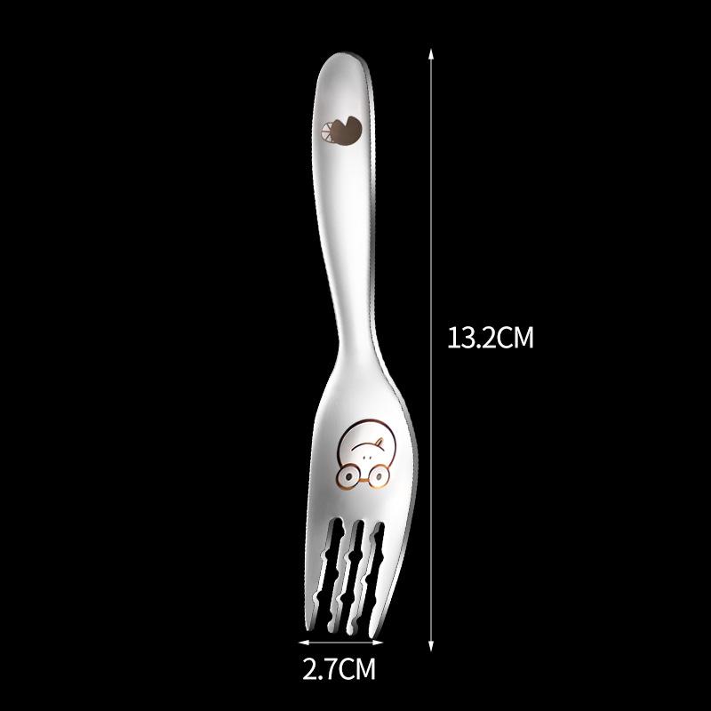 316 Stainless Steel Children's Spoon Fork for Eating and Drinking Soup Spoons Colorful Cartoon Dessert Spoons for Young Children