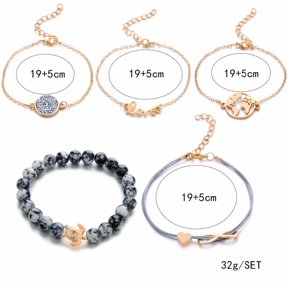 DIEZI Bohemian Turtle Charm Bracelets Bangles For Women Fashion Gold Color Strand Bracelets Sets Jewelry Party Gifts