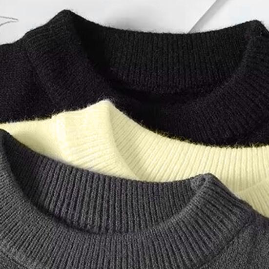 Men Winter Sweater Irregular Ripped Design Round Neck Knitted Loose Long Sleeves Thick Sport Daily Wear Sweater