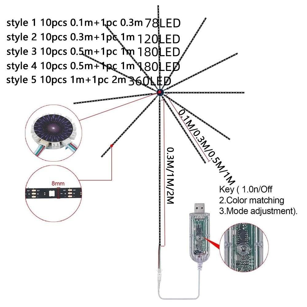 RGB Color RGBIC Firework Light Music Sound Sync Dream Meteor Lamp  Holiday Party