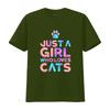 Women S T Shirt Cute Cat Lover Just A Girl Who Loves Cats Print Casual  Tops Black Small Vintage Washed Comfortable Stretched