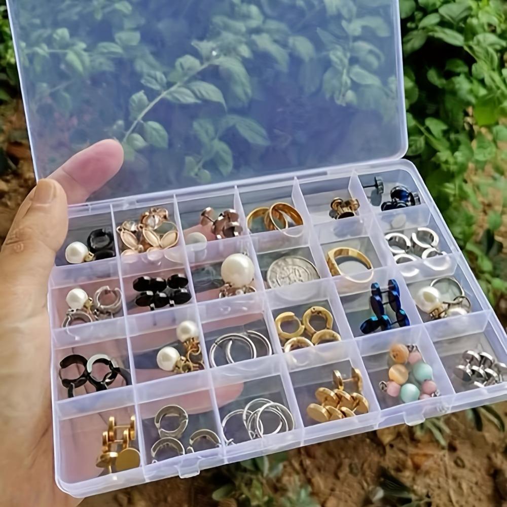 1 Pack 24 Grids Plastic Organizer Box Container Craft Storage Box Compartment Box with Adjustable Dividers for Beads Jewelry Fishing Tackles Art DIY