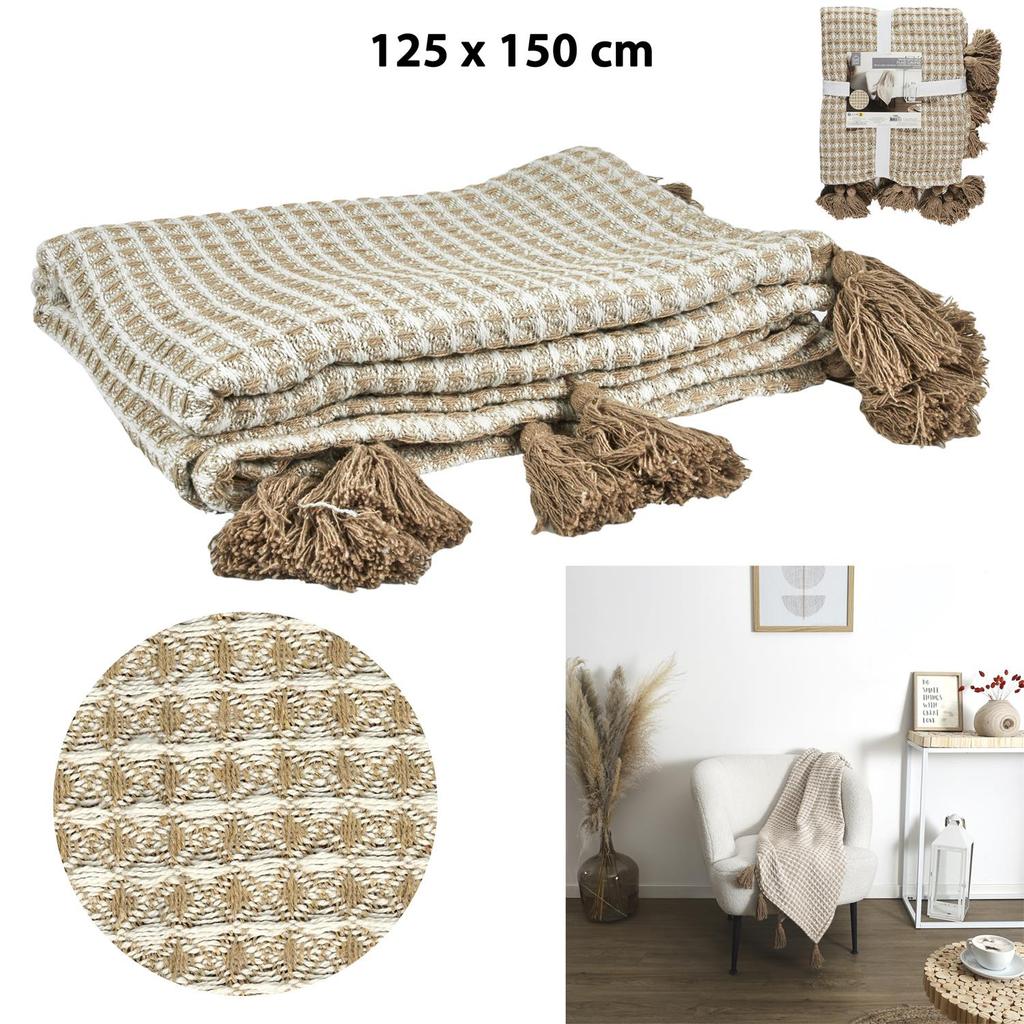 Honeycomb Blanket 120X150 Cm Made Of Polyester Beige