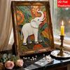 5D Pearl Art Majestic Elephant Floral Design DIY Enamel Inlaid Painting Frameless Wall Decor Handmade Craft Gift for Home Bedroom Living Room
