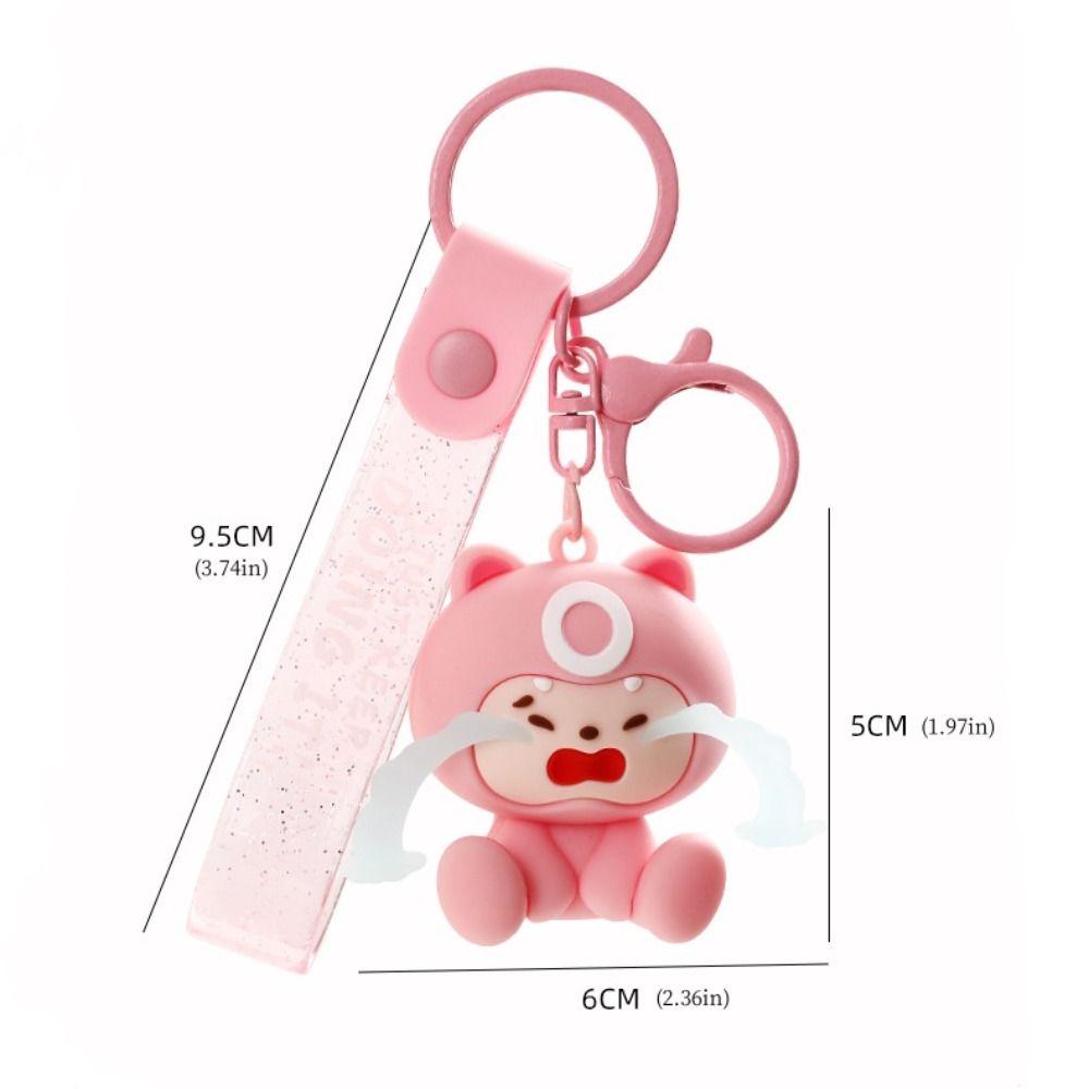 PVC Cartoon Pendant Crying Face Car Keyring Creative Dolls Keychain  Car Keychain